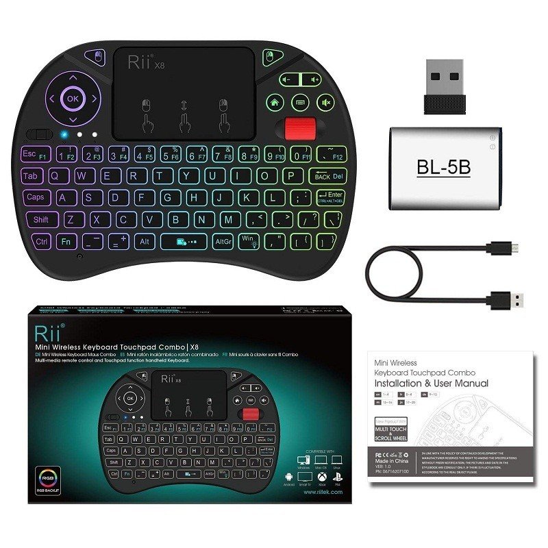 Mini tastatura wireless iluminata RGB